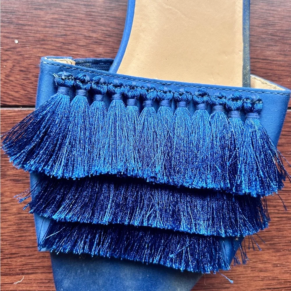 A New Day Benetta Blue Fringe Slide Mules - Picture 4 of 5